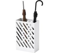 Soporte para paraguas Fortuna Lai, con 4 ganchos y bandeja para recoger el agua. Ideal para paraguas y bastones. Fabricado en acero, medidas: 28 x 14 x 41 cm. Color: blanco
