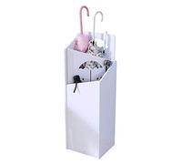 Soporte para paraguas, resistente al agua, WPC, estante de almacenamiento para entrada, oficina en casa, color blanco