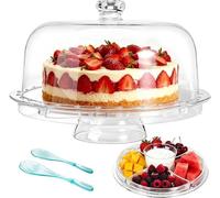 Soporte para pasteles acrílico Silecomplaza con cúpula, 6 en 1, incluye tenedor y cuchara