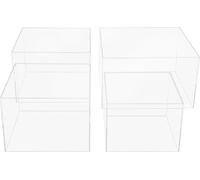 Soporte para pasteles de acrílico - Set de expositores rectangulares - 4 piezas, para pasteles de Ø 20–30 cm, diseño moderno, para colocar en la mesa - Transparente