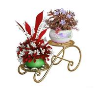 Soporte para plantas de 2 niveles para interiores y exteriores, estante de hierro con revestimiento antioxidante, soporte de pie en forma de S para jardín, patio, balcón, decoración de sala de estar