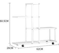 Soporte para plantas - H9035. Estantería para flores - Metal, de varios niveles, con ruedas, para interior/exterior, ideal para esquinas/balcones - Blanco