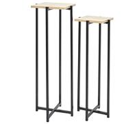 Soporte para plantas HowHomely, juego de 2 unidades, color negro, metal y madera, banco para plantas