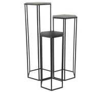 Soporte para plantas HowHomely, juego de 3, metal negro, macetero