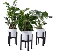 Soporte para plantas Lumaland, hecho de bambú, con dimensiones de 30 x 30 x 35,5 cm. Juego de 3 unidades
