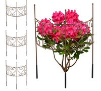 Soporte para plantas Relaxdays, juego de 4 unidades, ideal para rosales y hortensias, estructura de soporte para plantas, dimensiones 41,5 x 31 cm, acero, color marrón