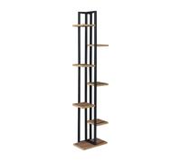 Soporte para plantas somero 6 niveles metal/aglomerado 150 x 34 x 21 cm negro efecto nogal [en.casa]