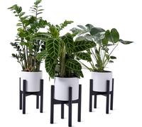Soporte para plantas Lumaland, hecho de bambú, con dimensiones de 30 x 30 x 35,5 cm. Juego de 3 unidades
