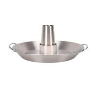 Soporte para pollo con lata de cerveza con bandeja de goteo desmontable | Asador de pollo de calentamiento uniforme vertical redondo de acero inoxidable de 35 cm para la mayoría de parrillas y hornos