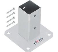 Soporte para postes de madera de 50 x 50 mm, tipo tornillo – acero de 2 mm, placa base de 110 x 110 mm, galvanizado en caliente, longitud de 120 mm