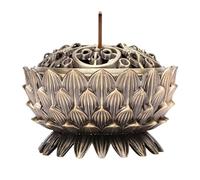 Soporte para Quemador de Incienso Lotus, Quemador de Incienso Antiguo de Zinc, Soporte para Varilla de Incienso con Tapa para Varilla/Cono/Bobina de Incienso 7X 5 cm(Bronce)