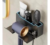Soporte para Secador de Pelo sin Perforaciones, Estante de Almacenamiento, Soporte de Pared para Baño, Caja Colgante para Peines Black