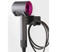 Soporte para secador de pelo Unyqoos® fabricado en acero inoxidable SUS304, montaje sin taladrar, color , con almohadilla protectora de PVC y gancho para cables, compatible con la mayoría de los secad