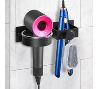Soporte para secador de pelo y plancha – Unyqoos®, autoadhesivo, sin necesidad de taladro, de aluminio/acero inoxidable, con almohadilla de silicona, ideal para baño y salón