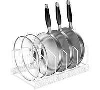 Soporte para tapas de ollas Ibzoa® fabricado en hierro de alta calidad: organizador ajustable para ollas y tapas, con dimensiones de 30 x 18 x 18 cm y 7 separadores extraíbles