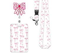 Soporte para tarjetas de crédito vertical con cordón, juego de soporte vertical para tarjetas de crédito con clip de carrete para exhibición de eventos de personal, campus, cordón de cuello de