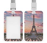 Soporte para tarjetas de identificación de la Torre Eiffel de París, resistente al agua, vertical, con cordón separable, ventana transparente, soporte para etiquetas de nombre, regalo para enfermeras