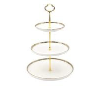 Soporte para Tartas, Bandejas para Tartas, Plato de Frutos Postre de Ceramica, Desmontable Soporte para Cupcakes, Bandeja de Postre, Estables Puesto de Servicio para Boda Fiesta Tarde Party (3 Oro)