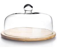 Soporte para tartas Ibili, de borosilicato, con base de bambú, 30x20 cm, color marrón