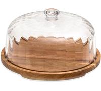 Soporte para tartas Silecomplaza con tapa, base giratoria para pasteles con forma de cúpula, bandeja giratoria de madera con cubierta, soporte para pasteles para fiestas, cumpleaños, celebraciones, re