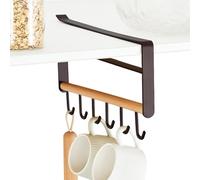 Soporte Para Tazas Bajo El Gabinete 6 Ganchos Sin Taladros Bajo El Estante | Tazas de cocina colgante y soporte adecuado para espátulas, bufandas, cucharas para servir lazos, cinturones, cafetería