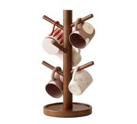 Soporte para tazas de café de madera, antideslizante, rústico, estético | Soporte para tazas de café para el hogar, cocina, encimera, gabinete, sala de estar, oficina, bar, casa de campo