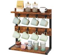 Soporte para tazas de café estilo vintage Ibbenzoa® con 8 ganchos – Marrón, aglomerado con estructura de metal , 40 x 15 x 40 cm