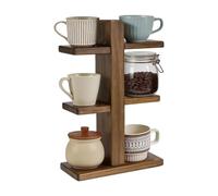 Soporte para tazas de madera de 3 niveles, no deslizante, 1100 gramos | Mug Rack Countertop Coffee Cup Display for Tea Drink Seasoning Jar Bottle Home Kitchen Living Room Bar Office