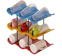 Soporte para tazas en forma de onda multicapa para armario de cocina, estante de ABS y acero inoxidable, ahorra espacio, organizador para tazas, cápsulas de café, bolsas de té, color azul y blanco, 30