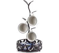 Soporte para tazas Unyqoos®: un práctico organizador para hasta 4 tazas de café y té, con un pequeño compartimento para objetos, color