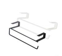 Soporte para toallas montado, soporte de rollo de cocina de hierro, estante de almacenamiento de gabinete para escritorio organizador de armario de metal para cocina y baño (blanco)