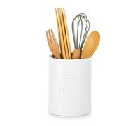 Soporte para utensilios de cocina: acero inoxidable, color blanco crema, estilo nórdico, organizador de cubiertos duradero y resistente, con superficie mate, ahorra espacio en la encimera del cajón