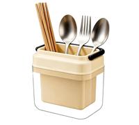 Soporte para utensilios de cocina de amplio uso, organizador de almacenamiento de secado antideslizante de 2 compartimentos, estante para encimera, cuchara, tenedor, cubiertos, toalla, cepillo