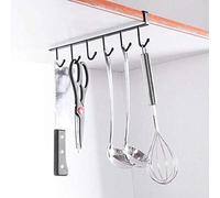 Soporte para utensilios de cocina para armarios, con 6 ganchos, organizador para estantes para tazas, vasos y utensilios, organizador para armarios resistente a la oxidación, ideal para la cocina y el
