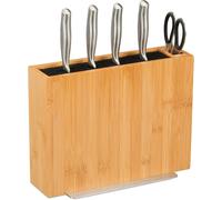 Soporte para utensilios de cocina sin cuchillos - Portavasos de bambú - Universal - Organizador de utensilios con cepillo - Natural -