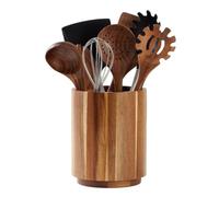 Soporte para utensilios de madera, organizador de cocina giratorio de 360° | Base antideslizante para almacenamiento de cubiertos para hornear en el hogar, parrilla, servir, caravana, restaurante