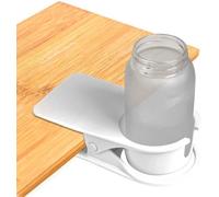 Soporte para vasos tipo clip para escritorio – Blanco, ajustable, plástico y metal, diámetro de 8,6 cm (3,39 pulgadas), 20x10x5,5 cm, para mesas de hasta 5,5 cm de grosor, 220 g, con orificio para cab