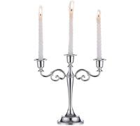 Soporte para velas de aluminio Unyqoos® (lámpara de mesa), 11 x 27 cm (ancho x alto), aleación de aluminio plateada, color plateado – Portavelas para mesa de comedor, decoración para bodas y hoteles