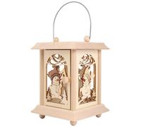 Soporte para velas Kuhnert, lámpara de mesa, farol de madera, diseño de muñeco de nieve, 12/12/17 cm - Fabricado en auténtica madera de los Montes Metálicos (Erzgebirge).