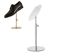 Soporte para Zapatos De Acero Inoxidable, Elevador De Zapatos Comercial para Mostrador, Estante para Zapatos Ovalado De Metal Ajustable para El Hogar Y Tiendas Minoristas(Mirror Silver,2 Pack)