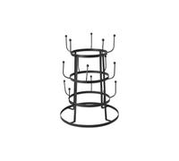 Soporte Portatazas de Metal Negro con 3 Niveles y 15 Ganchos Ø23×32,5 cm