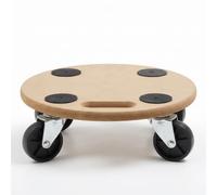 Soporte Redondo con Ruedas para Macetas y Plantas, Plataforma Móvil de Madera para Tiestos Pesados de Interior y Exterior, Base con Ruedas Giratorias para Jardineras