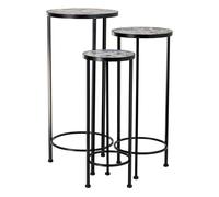 Soporte set 3 pzas de mosaico y forja multicolor d30x68h-d25x57h-d20x5