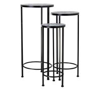 Soporte set 3 pzas de mosaico y forja naranja d30x68h-d25x57h-d20x51h