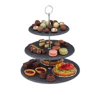 Soporte tartas expositor de postres plato para cupcakes antracita 3 niveles