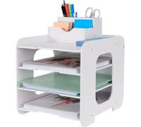 Soporte y organizador de documentos Unyqoos®, de 4 compartimentos para formato A4, fabricado en PVC de alta calidad, resistente al agua, que ahorra espacio y con bordes redondeados. Montaje sin herram
