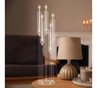 Soportecandelabro acrílico de 5 brazos, portalápices transparente