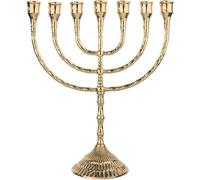 Soportecandelabro de 30 cm de altura, apto para velas de hasta 2 cm de diámetro. Soportecandelabro grande. Fabricado en latón, con acabado dorado y brillante. Código: 2880