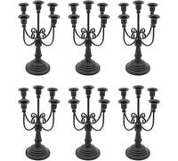 Soportecandelabro de 5 brazos, juego de 6. Elegante candelabro retro de metal dorado, ideal para la decoración de mesas en bodas, fiestas y celebraciones. Altura: 30 cm ()