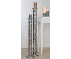 Soportecandelabro de la marca Gilde, modelo "Purley", metal, color plateado, unidad de venta: 1, altura: 100 cm, diámetro: 15 cm. Código: 4001250742197